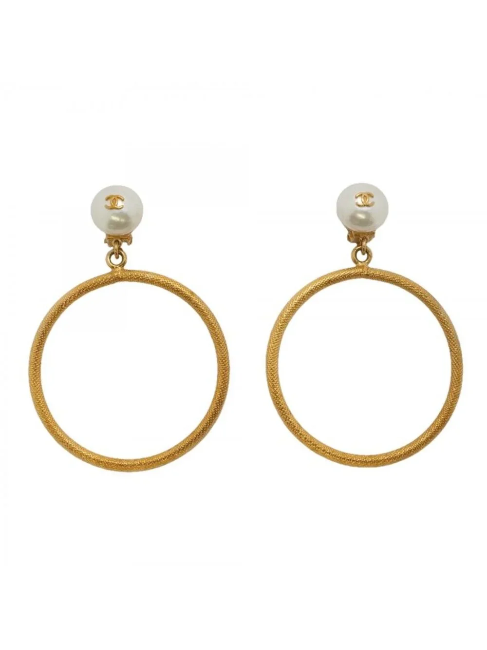 Chanel Earrings Vintage CC Logo Round